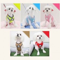 강아지 반사 하네스 3M 에어 메쉬 산책 리드줄 레드