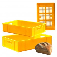 플라스틱 빵 운반 상자 제과 노란 사각 바구니 5개