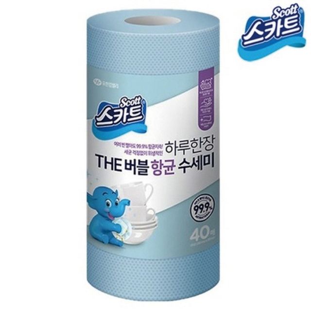 스카트 하루한장 THE버블 항균수세미 스카이블루 40매
